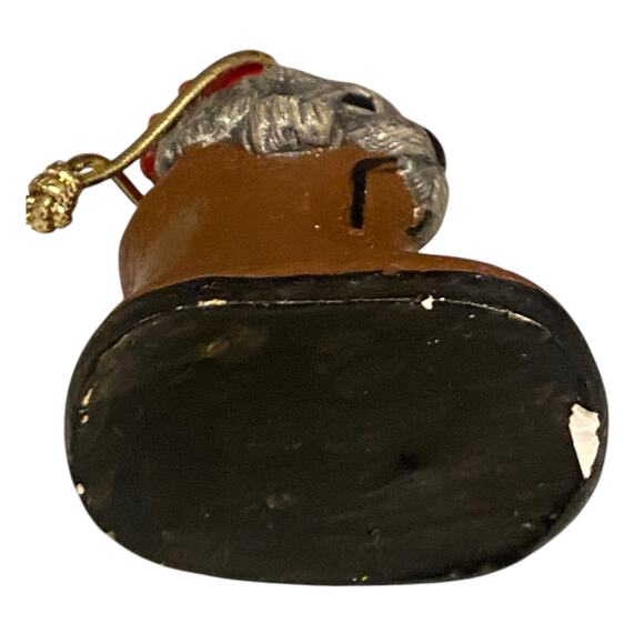 Vintage Puppy Dog with red bow in a shoe Christmas Ornament - Picture 7 of 11